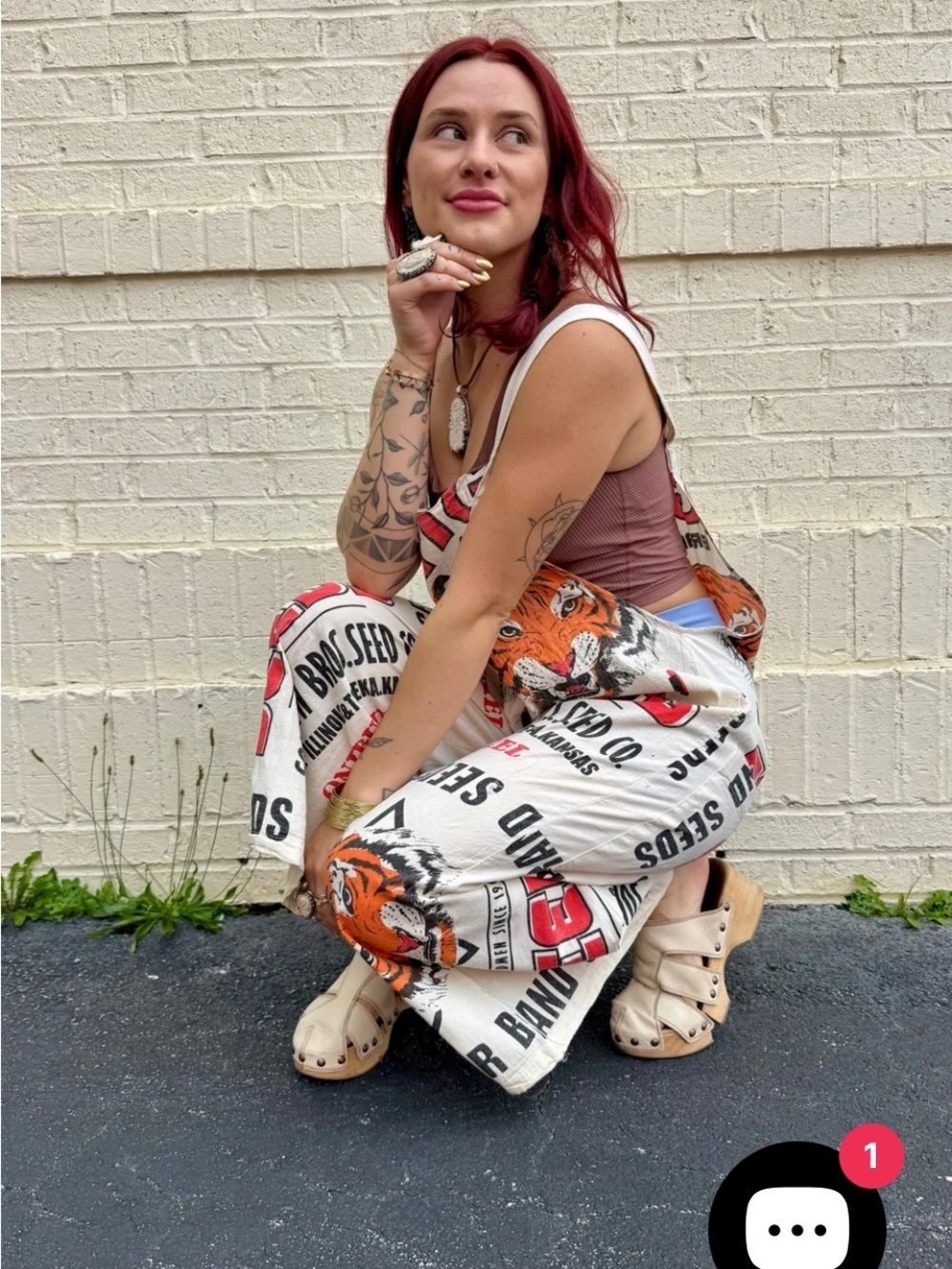 NWT Tiger Wide Leg Sack Overalls- One Size Fits Most #0037 & #0066 - Picture 5 of 9